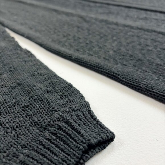 THEORY Open Stitch Knit Cardigan Coat Medium Heavy Cotton Drape Black - Picture 3 of 8